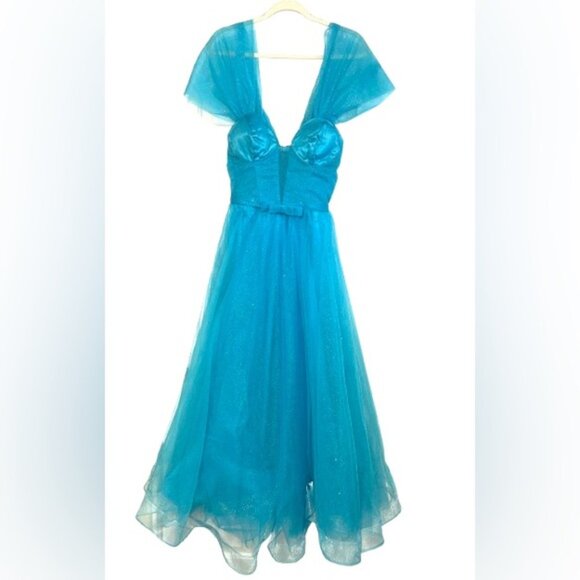 Cinderella Blue Tulle Ball Gown XS /0 NWOT Pageant Prom Princess Dress - Picture 3 of 3